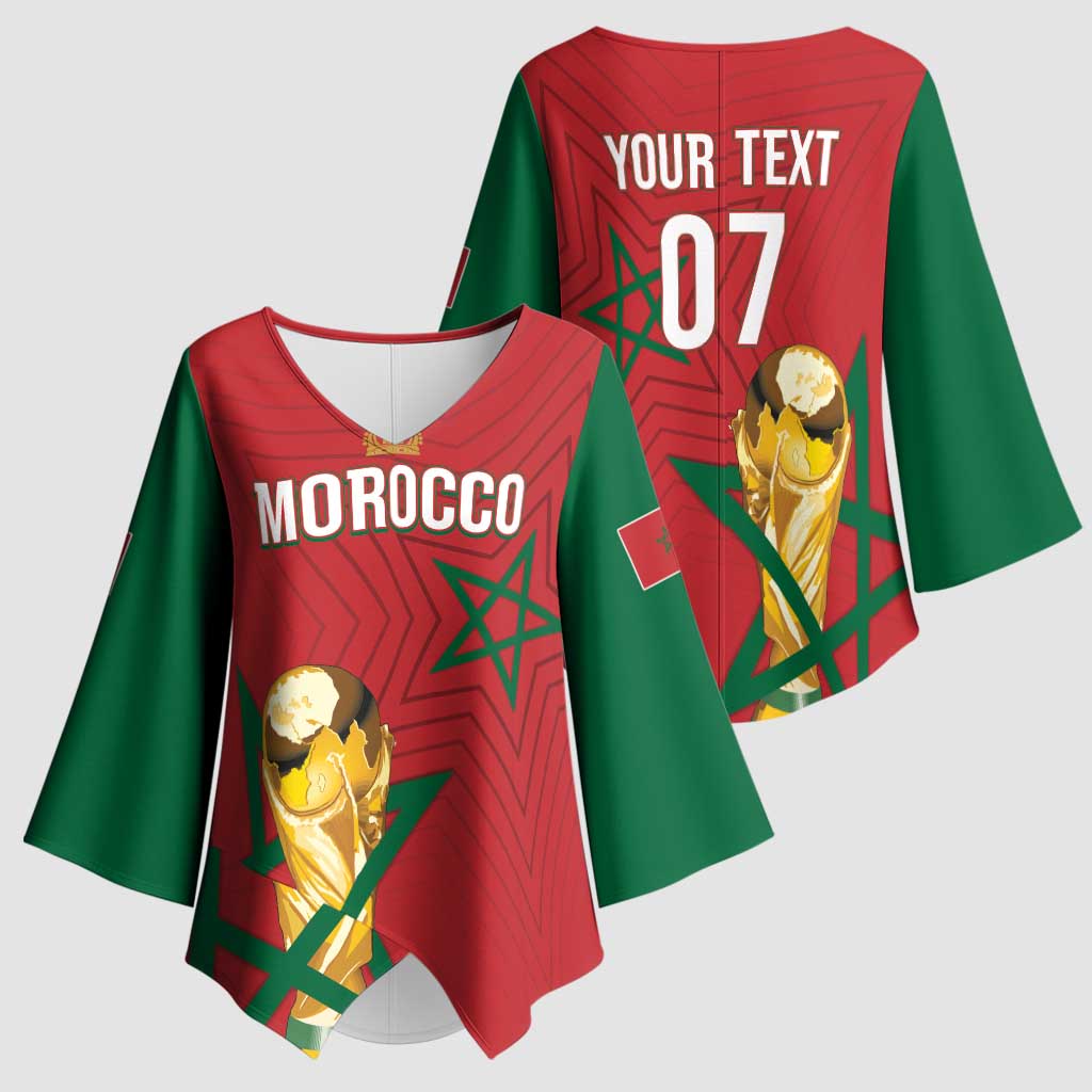 Morocco Football WC2026 Custom Kimono Sleeve Blouse Atlas Lions - Conquer The World - Wonder Print Shop