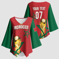 Morocco Football WC2026 Custom Kimono Sleeve Blouse Atlas Lions - Conquer The World - Wonder Print Shop
