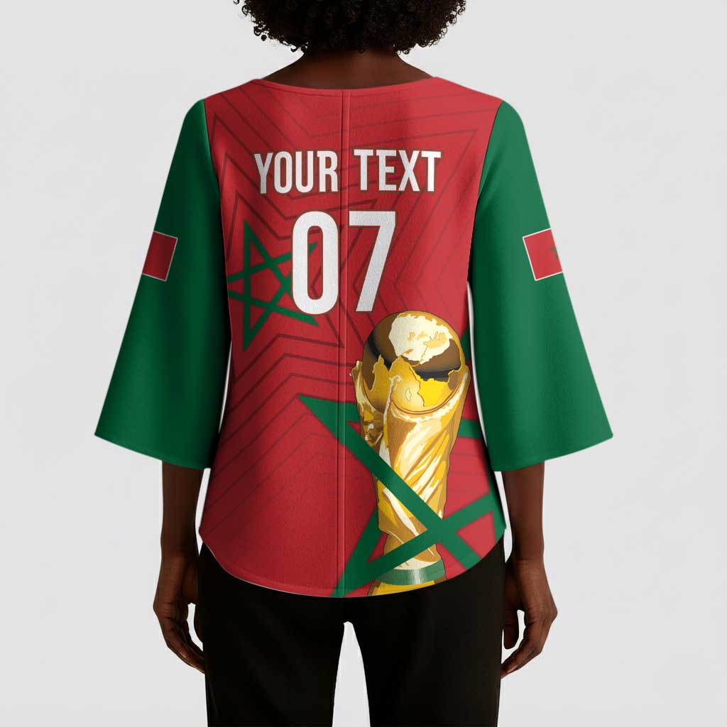 Morocco Football WC2026 Custom Kimono Sleeve Blouse Atlas Lions - Conquer The World - Wonder Print Shop