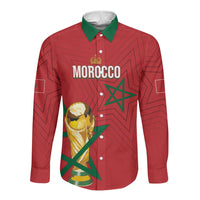 Morocco Football WC2026 Custom Long Sleeve Button Shirt Atlas Lions - Conquer The World - Wonder Print Shop