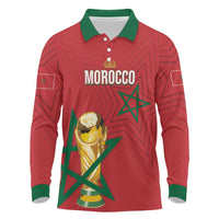 Morocco Football WC2026 Custom Long Sleeve Polo Shirt Atlas Lions - Conquer The World - Wonder Print Shop