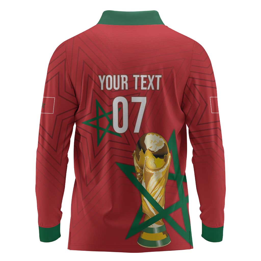 Morocco Football WC2026 Custom Long Sleeve Polo Shirt Atlas Lions - Conquer The World - Wonder Print Shop