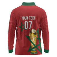Morocco Football WC2026 Custom Long Sleeve Polo Shirt Atlas Lions - Conquer The World - Wonder Print Shop