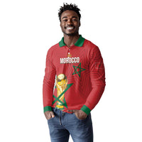 Morocco Football WC2026 Custom Long Sleeve Polo Shirt Atlas Lions - Conquer The World - Wonder Print Shop