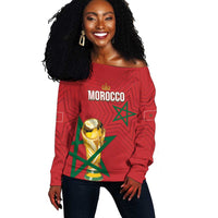 Morocco Football WC2026 Custom Off Shoulder Sweater Atlas Lions - Conquer The World - Wonder Print Shop