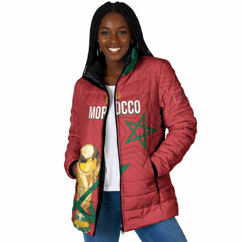 Morocco Football WC2026 Custom Padded Jacket Atlas Lions - Conquer The World - Wonder Print Shop
