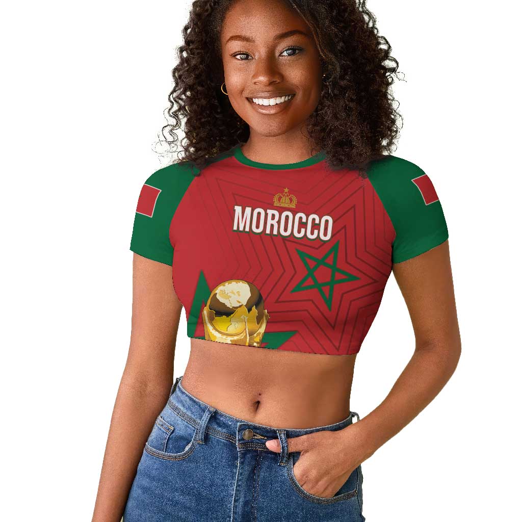 Morocco Football WC2026 Custom Raglan Cropped T shirt Atlas Lions - Conquer The World LT7