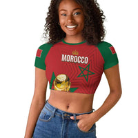 Morocco Football WC2026 Custom Raglan Cropped T shirt Atlas Lions - Conquer The World LT7