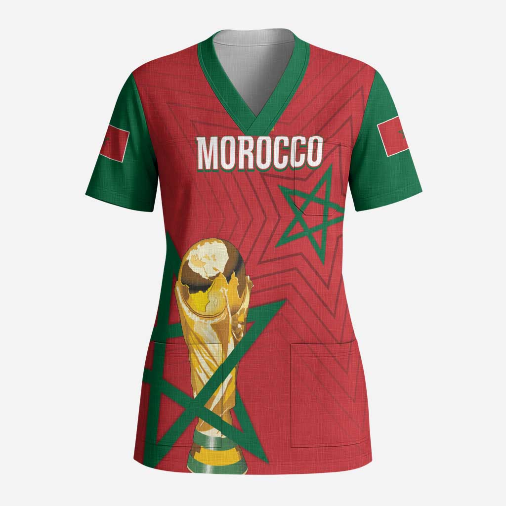 Morocco Football WC2026 Custom Scrub Top Atlas Lions - Conquer The World - Wonder Print Shop
