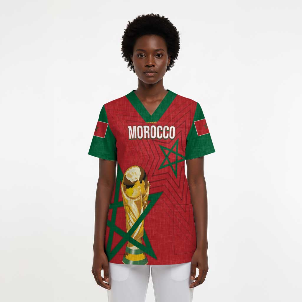 Morocco Football WC2026 Custom Scrub Top Atlas Lions - Conquer The World - Wonder Print Shop