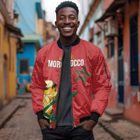 Morocco Football WC2026 Custom Sleeve Zip Bomber Jacket Atlas Lions - Conquer The World - Wonder Print Shop