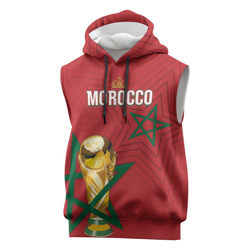Morocco Football WC2026 Custom Sleeveless Hoodie Atlas Lions - Conquer The World - Wonder Print Shop