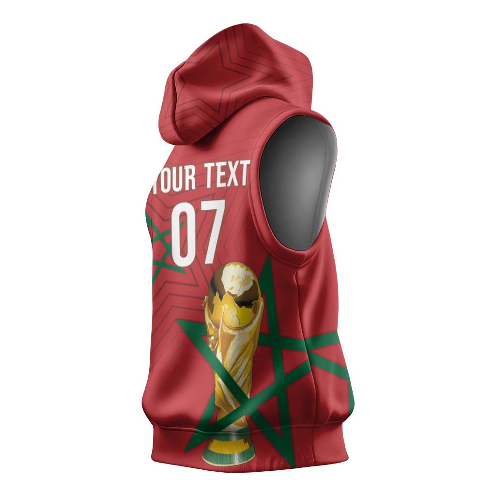 Morocco Football WC2026 Custom Sleeveless Hoodie Atlas Lions - Conquer The World - Wonder Print Shop