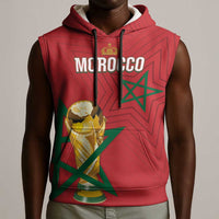 Morocco Football WC2026 Custom Sleeveless Hoodie Atlas Lions - Conquer The World - Wonder Print Shop