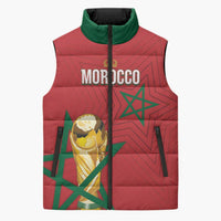 Morocco Football WC2026 Custom Sleeveless Puffer Jacket Atlas Lions - Conquer The World - Wonder Print Shop