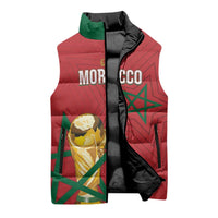 Morocco Football WC2026 Custom Sleeveless Puffer Jacket Atlas Lions - Conquer The World - Wonder Print Shop