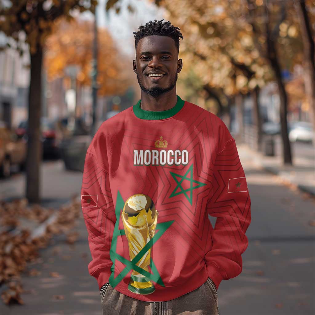 Morocco Football WC2026 Custom Sweatshirt Atlas Lions - Conquer The World - Wonder Print Shop