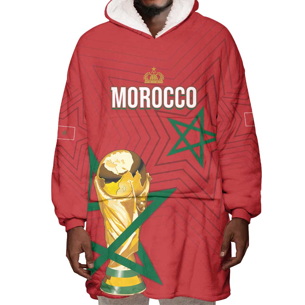 Morocco Football WC2026 Custom Wearable Blanket Hoodie Atlas Lions - Conquer The World - Wonder Print Shop