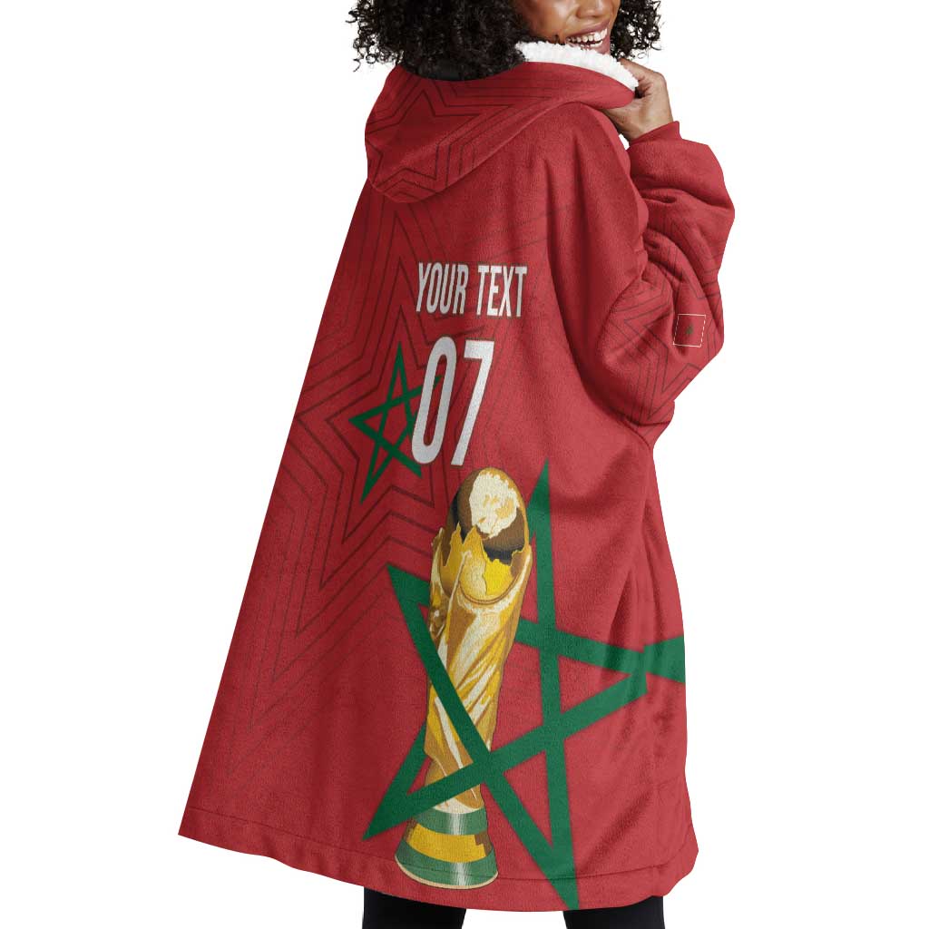 Morocco Football WC2026 Custom Wearable Blanket Hoodie Atlas Lions - Conquer The World - Wonder Print Shop