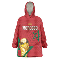 Morocco Football WC2026 Custom Wearable Blanket Hoodie Atlas Lions - Conquer The World - Wonder Print Shop