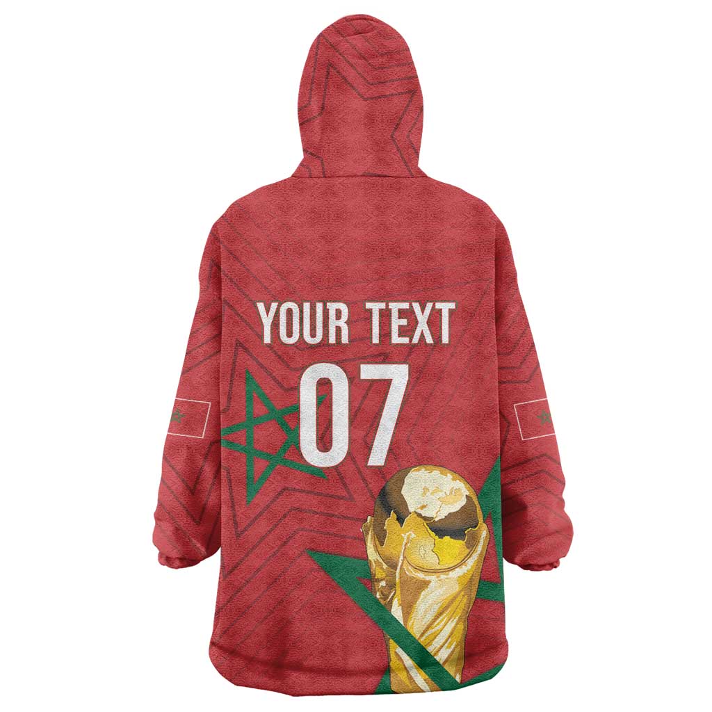 Morocco Football WC2026 Custom Wearable Blanket Hoodie Atlas Lions - Conquer The World - Wonder Print Shop