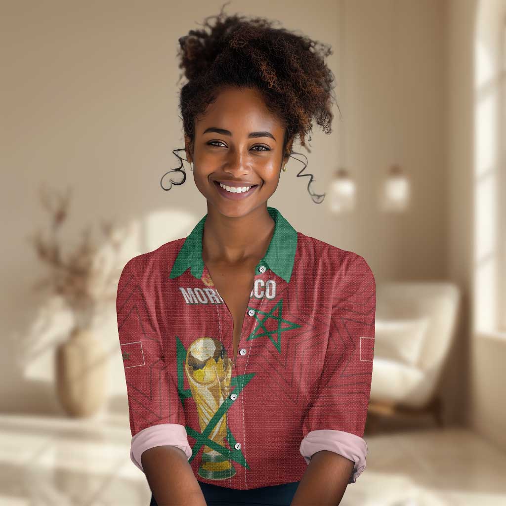 Morocco Football WC2026 Custom Women Casual Shirt Atlas Lions - Conquer The World - Wonder Print Shop