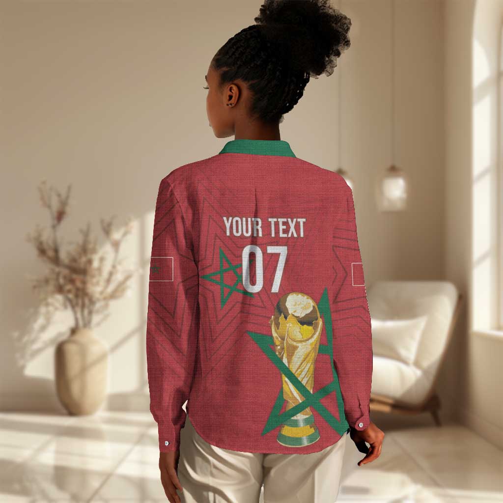 Morocco Football WC2026 Custom Women Casual Shirt Atlas Lions - Conquer The World - Wonder Print Shop