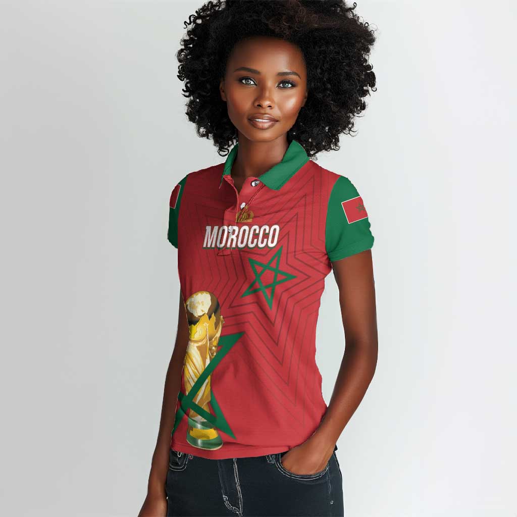 Morocco Football WC2026 Custom Women Polo Shirt Atlas Lions - Conquer The World LT7
