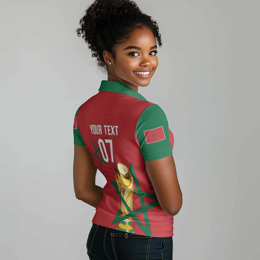 Morocco Football WC2026 Custom Women Polo Shirt Atlas Lions - Conquer The World LT7