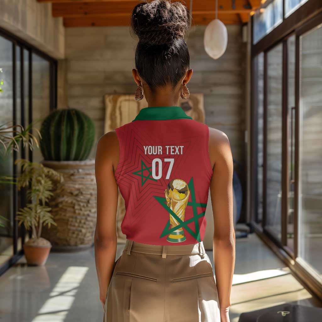 Morocco Football WC2026 Custom Women Sleeveless Polo Shirt Atlas Lions - Conquer The World - Wonder Print Shop
