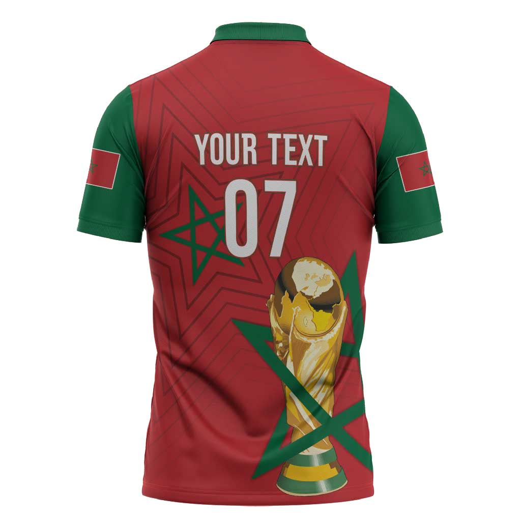 Morocco Football WC2026 Custom Zipper Polo Shirt Atlas Lions - Conquer The World - Wonder Print Shop