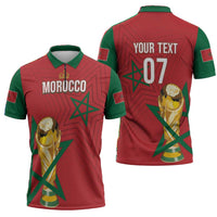 Morocco Football WC2026 Custom Zipper Polo Shirt Atlas Lions - Conquer The World - Wonder Print Shop