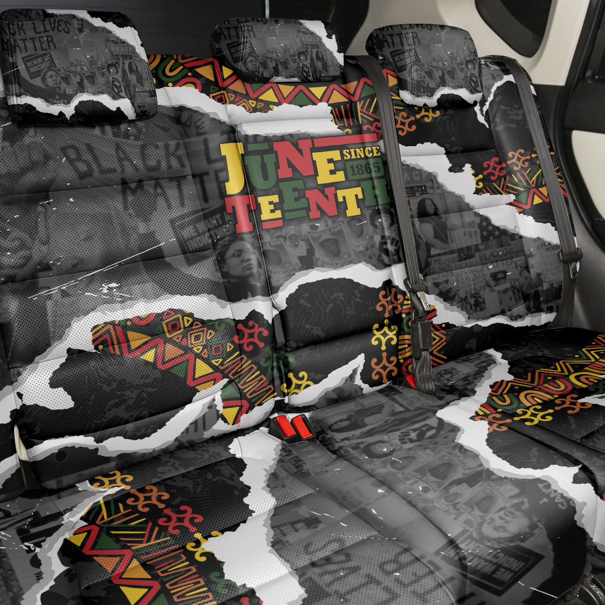 Juneteenth Freedom Day Grunge Ethnic Motif Back Car Seat Cover Black History