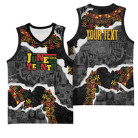 Juneteenth Freedom Day Personalized Grunge Ethnic Motif Basketball Jersey Black History