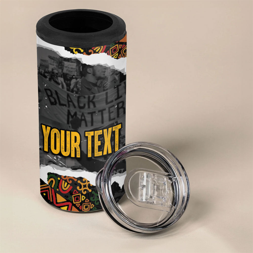 Juneteenth Freedom Day Personalized Grunge Ethnic Motif 4 in 1 Can Cooler Tumbler Black History