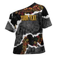 Juneteenth Freedom Day Personalized Grunge Ethnic Motif Cross Shoulder Shirt Black History