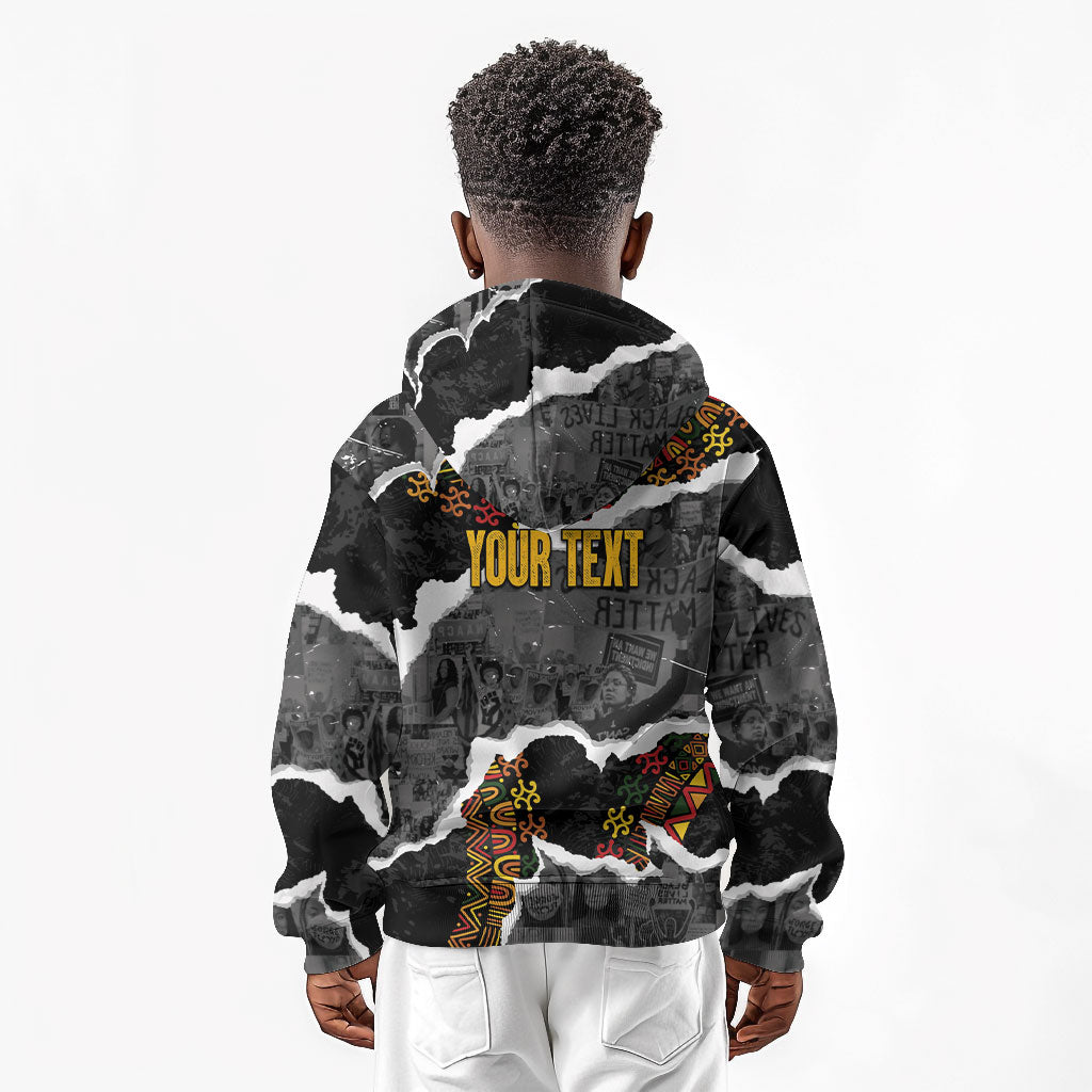 Juneteenth Freedom Day Personalized Grunge Ethnic Motif Kid Hoodie Black History