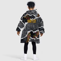 Juneteenth Freedom Day Personalized Grunge Ethnic Motif Kid Wearable Blanket Hoodie Black History