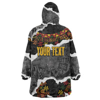 Juneteenth Freedom Day Personalized Grunge Ethnic Motif Kid Wearable Blanket Hoodie Black History