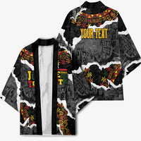 Juneteenth Freedom Day Personalized Grunge Ethnic Motif Kimono Black History