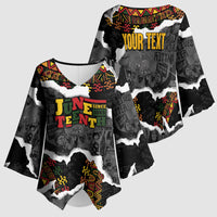 Juneteenth Freedom Day Personalized Grunge Ethnic Motif Kimono Sleeve Blouse Black History