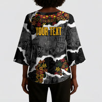Juneteenth Freedom Day Personalized Grunge Ethnic Motif Kimono Sleeve Blouse Black History
