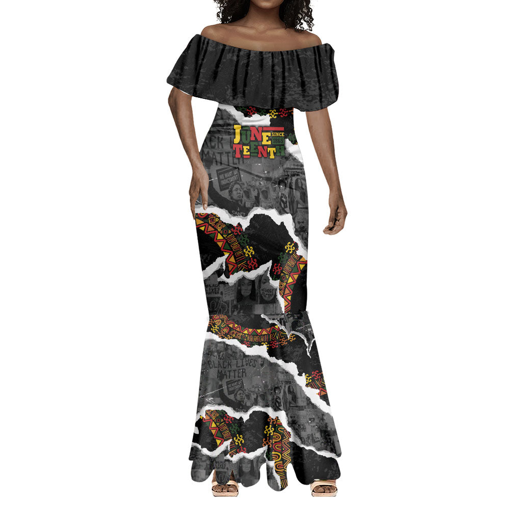 Juneteenth Freedom Day Personalized Grunge Ethnic Motif Mermaid Dress Black History