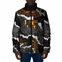 Juneteenth Freedom Day Personalized Grunge Ethnic Motif Padded Jacket Black History