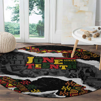 Juneteenth Freedom Day Grunge Ethnic Motif Round Carpet Black History