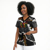 Juneteenth Freedom Day Personalized Grunge Ethnic Motif Scrub Top Black History
