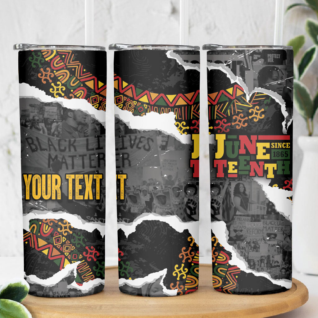 Juneteenth Freedom Day Personalized Grunge Ethnic Motif Skinny Tumbler Black History