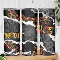 Juneteenth Freedom Day Personalized Grunge Ethnic Motif Skinny Tumbler Black History