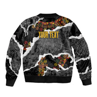 Juneteenth Freedom Day Personalized Grunge Ethnic Motif Sleeve Zip Bomber Jacket Black History