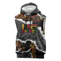 Juneteenth Freedom Day Personalized Grunge Ethnic Motif Sleeveless Hoodie Black History